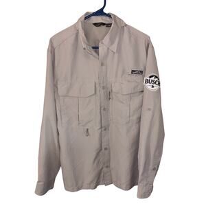 Eddie Bauer long-sleeve performance fishing shirt Busch logo patch (size medium)